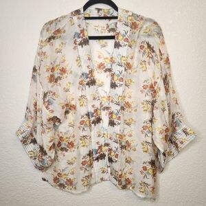 Cousin Earl Floral Kimono Top size M L cardigan cover up